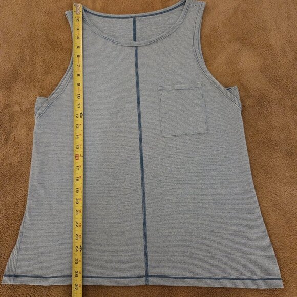 Lucy Dashing Sleeveless Striped Pocket Tank Top Teal Blue Size L Stretch Casual - Picture 9 of 9